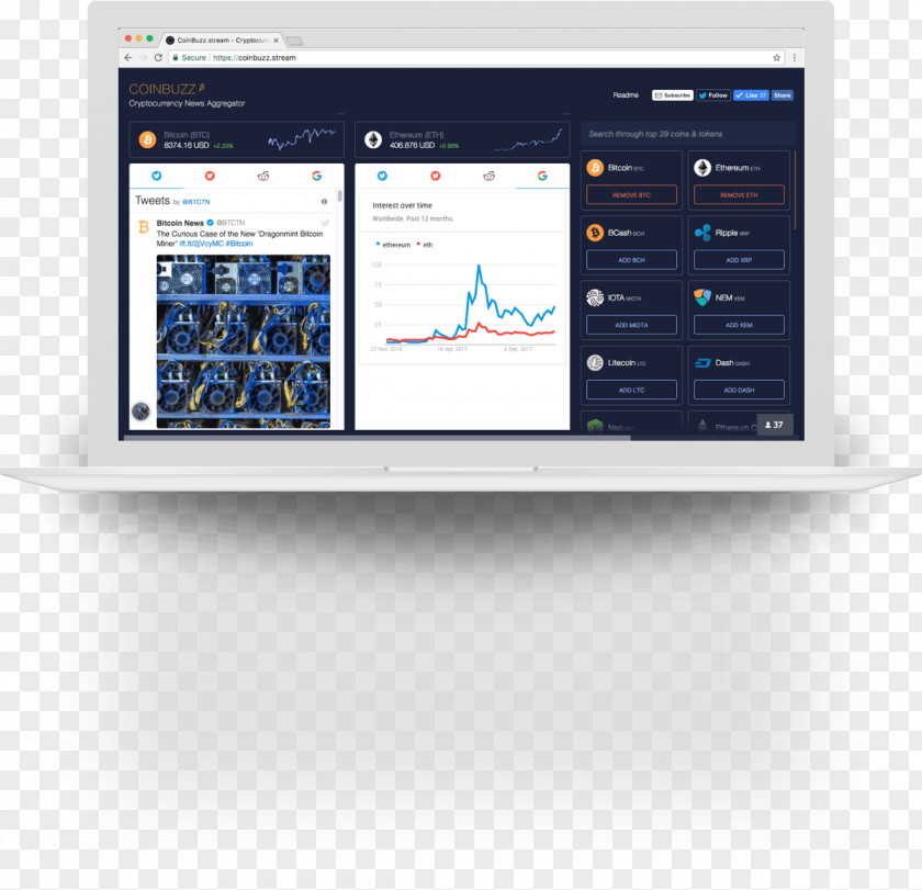 News Aggregator Computer Software Monitors Cryptocurrency PNG