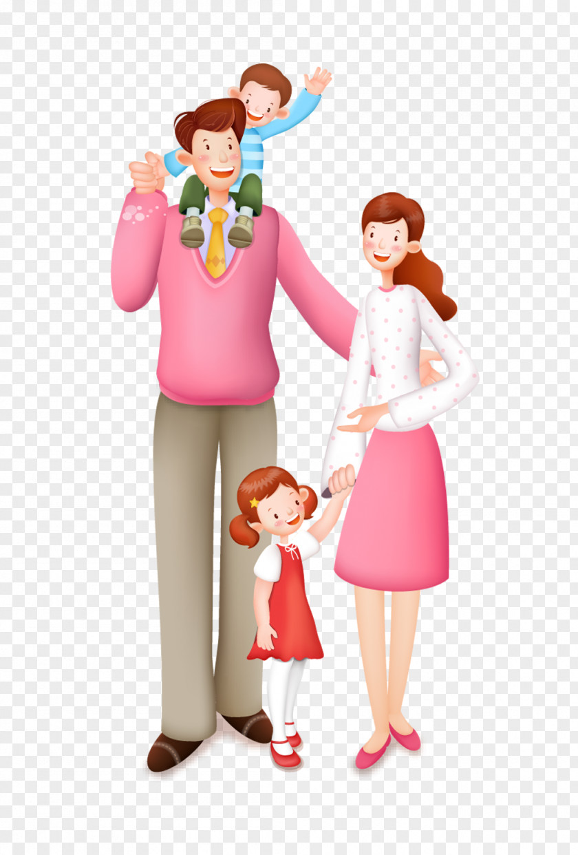 Cartoon A Family Of Four Designer Child PNG