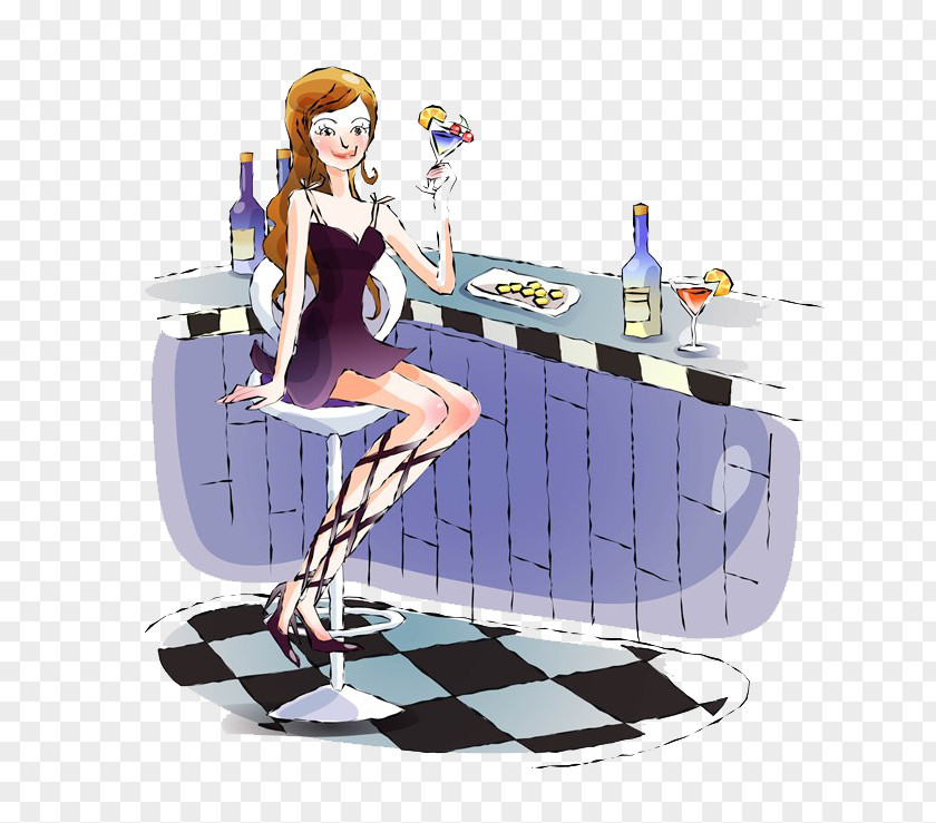 Cartoon Drink Bar Illustration PNG