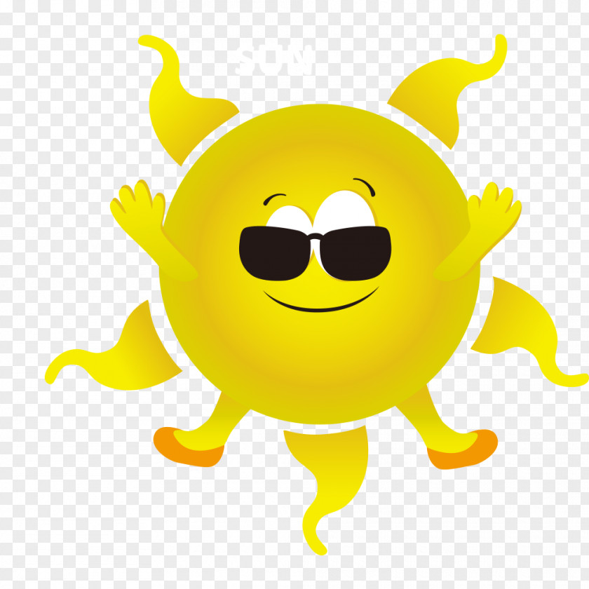Cartoon Sun Wearing Sunglasses Solar System Planet Orbit Illustration PNG