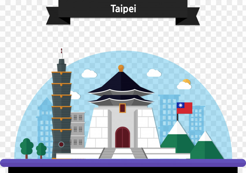 Taipei City Building 101 Illustration PNG