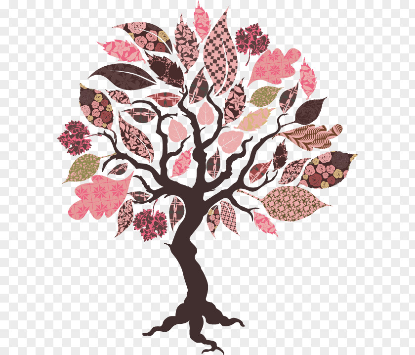 Vector Hand-painted Tree Collage Sticker Wall Decal Adhesive PNG