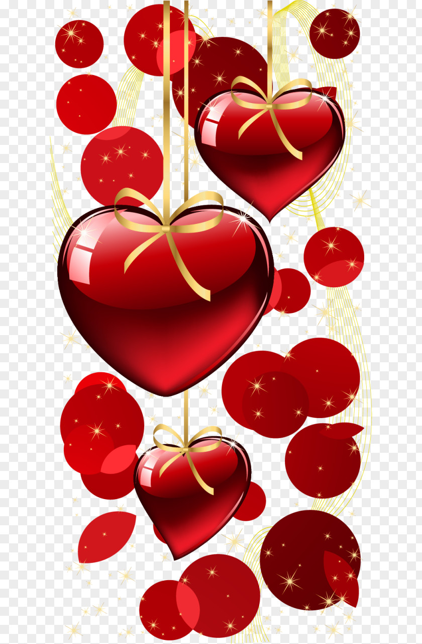Red Hanging Hearts And Dots Decor PNG Clipart Heart Valentine's Day Clip Art PNG