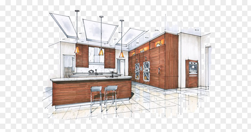 Interior Design Sketch Services Kitchen Cabinet PNG