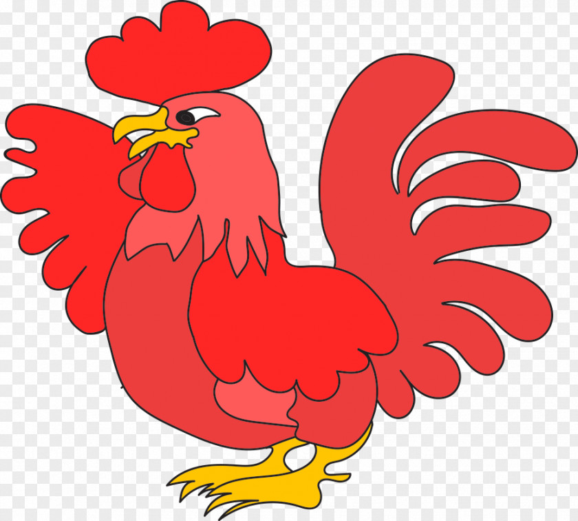 Red Cartoon Chicken Rooster Clip Art PNG