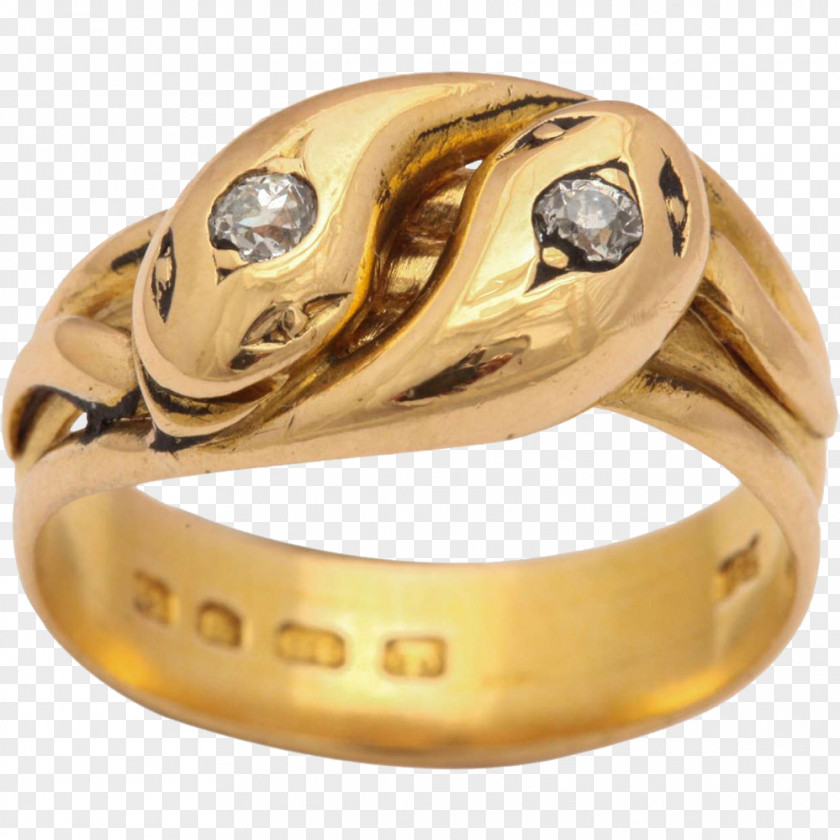Ring Victorian Era Snake Gold Diamond PNG