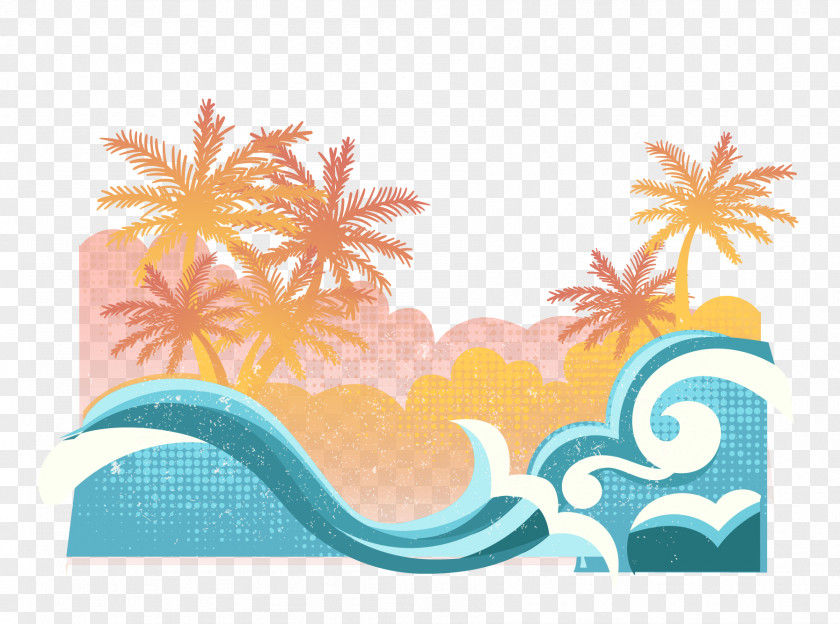 Wave Beach Graphic Design Summer Illustration PNG
