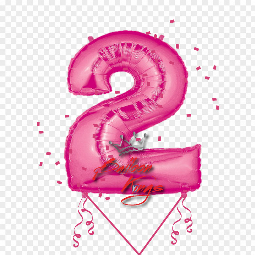 Number 2 Mylar Balloon Birthday Party Gas PNG