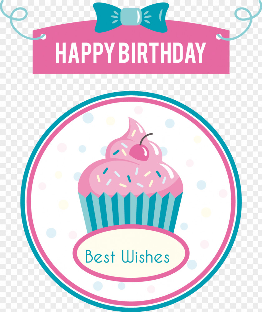 Vector Hand-drawn Cartoon Dessert Tag Birthday Cake Card PNG