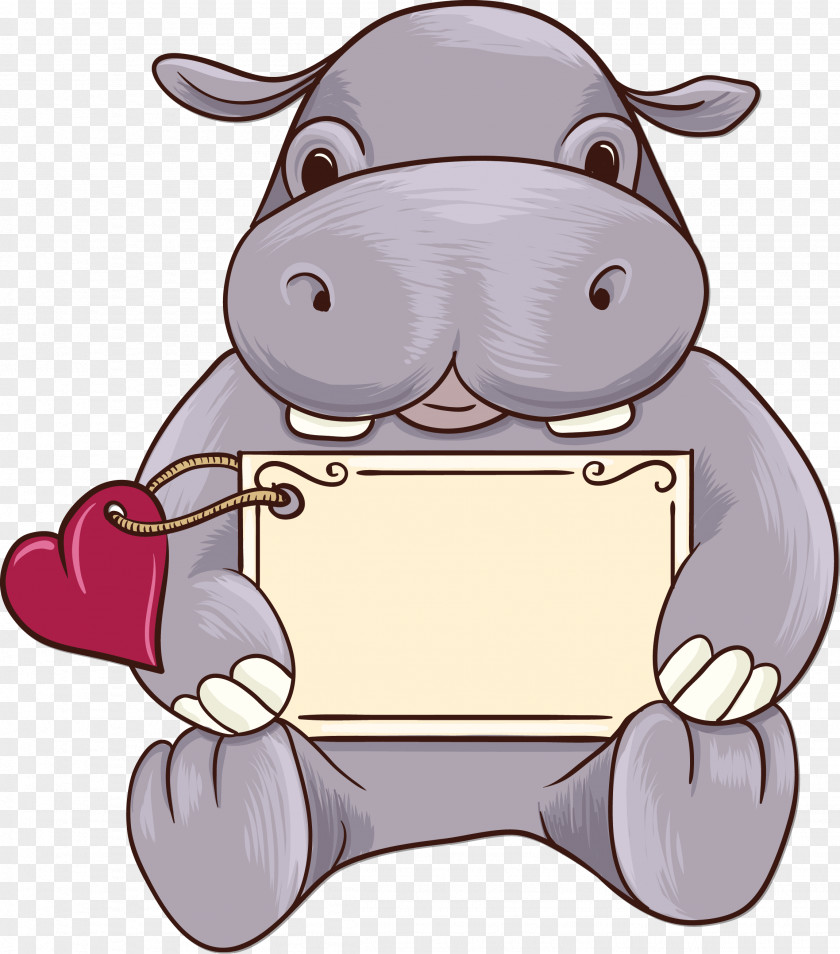 Vector Hippo Hippopotamus Wedding Invitation Valentines Day Gift Love PNG