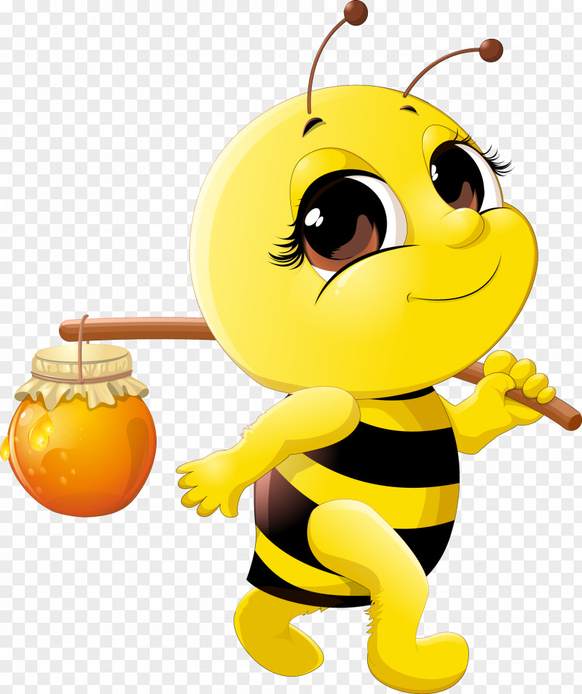 Cute Bee Honey Cartoon Clip Art PNG