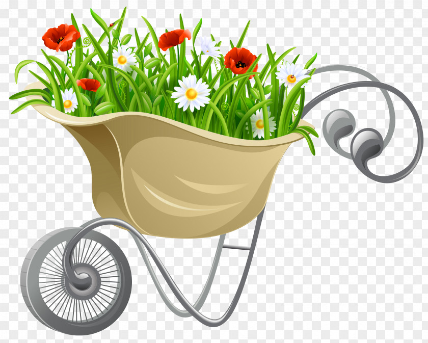 Wheelbarrow With Flowers Clipart Flower Clip Art PNG