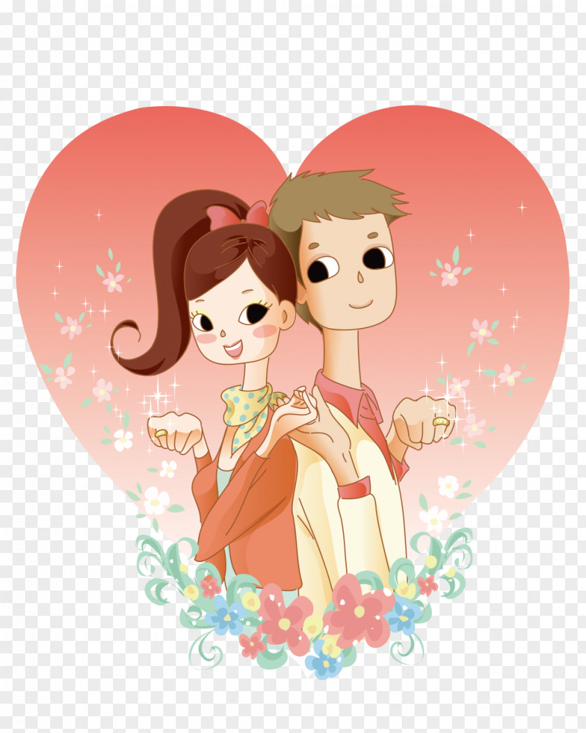 Cartoon Bride And Groom Love Drawing Clip Art PNG