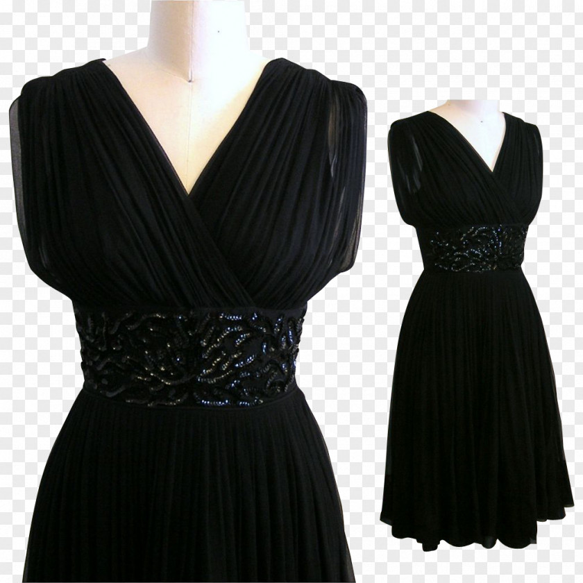 Chiffon Cocktail Dress Little Black Formal Wear PNG