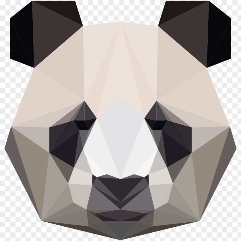 Origami Style Border Giant Panda Red Bear Polygon PNG