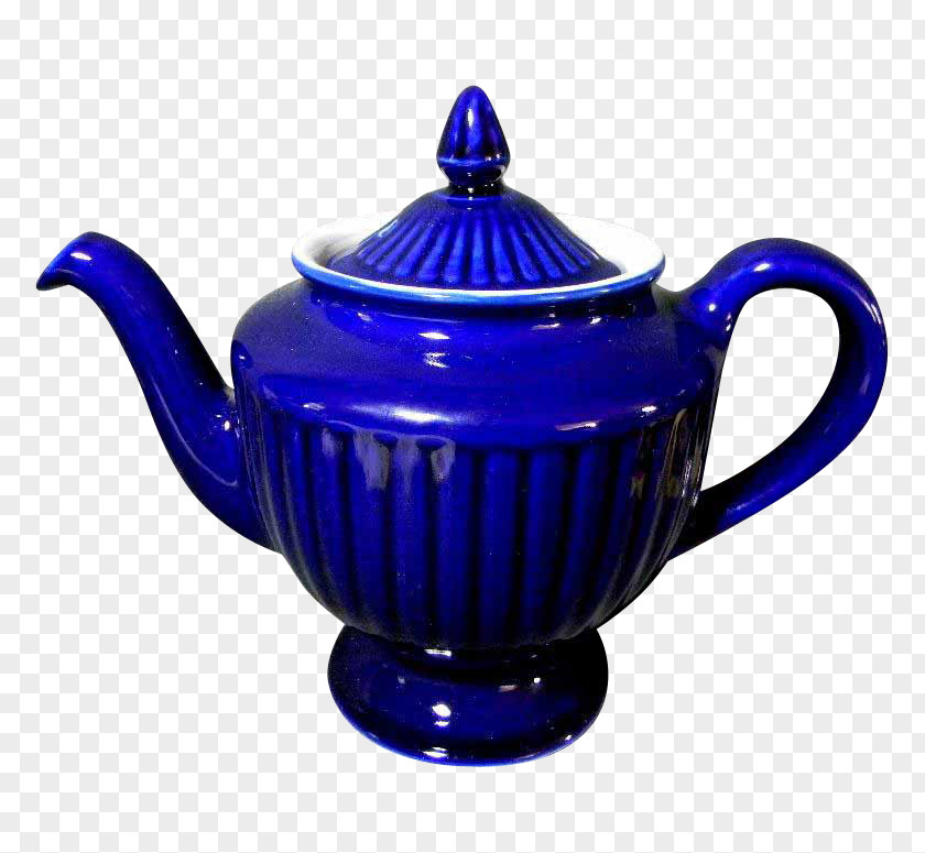 Kettle Teapot Cobalt Blue Ceramic PNG