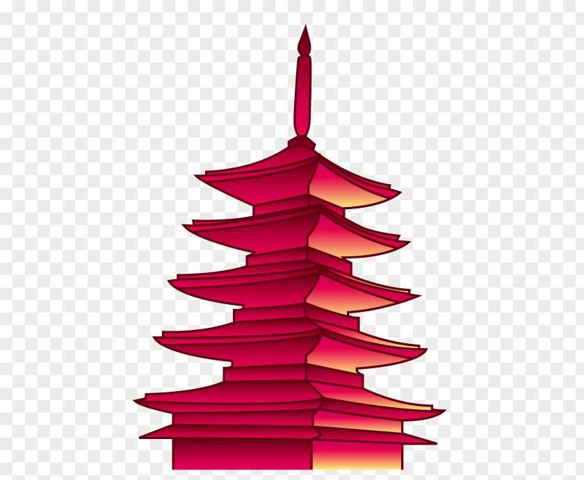 Red Building Yellow Crane Tower Pagoda PNG