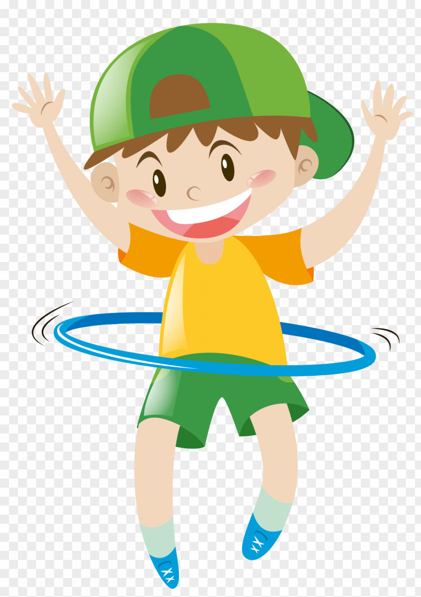 Hand-painted Hula Hoop Boy Wearing A Hat Smiley Clip Art PNG
