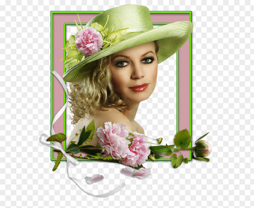Floral Design Woman With A Hat PNG