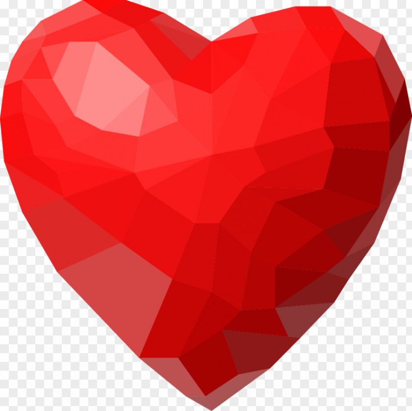 Low Poly Red Balloon Metallic Color Heart Helium PNG