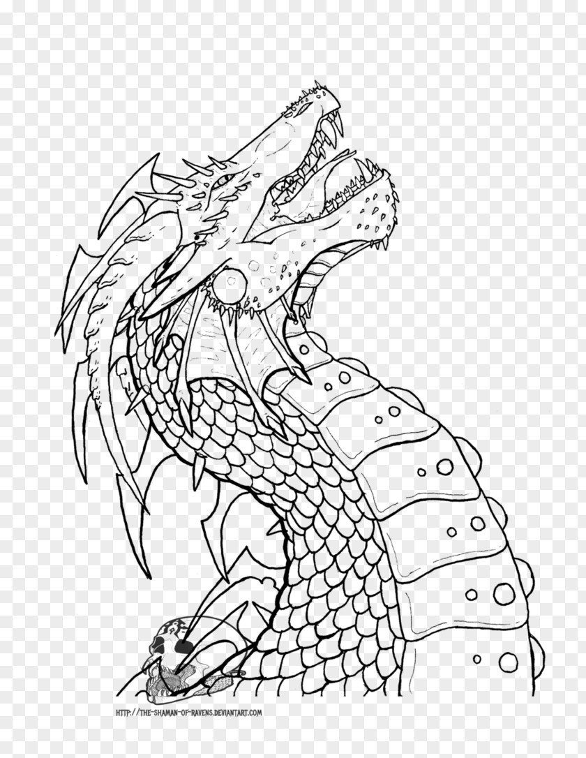 Dragon Line Art Drawing Sketch PNG