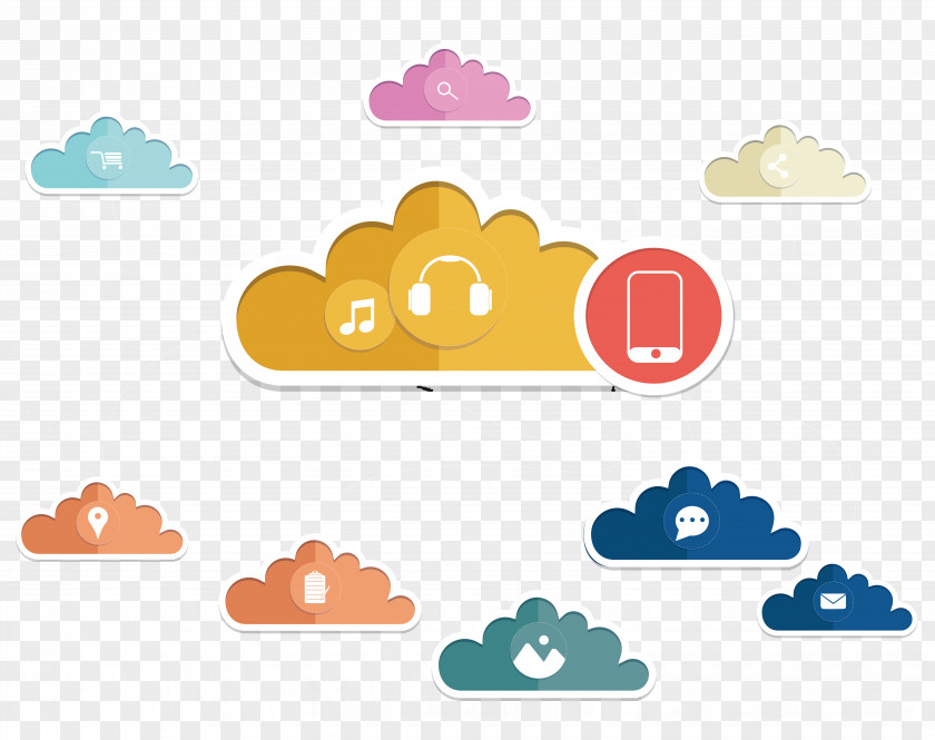 Exquisite Color Business Cloud Technology PPT Icon Computing Download PNG