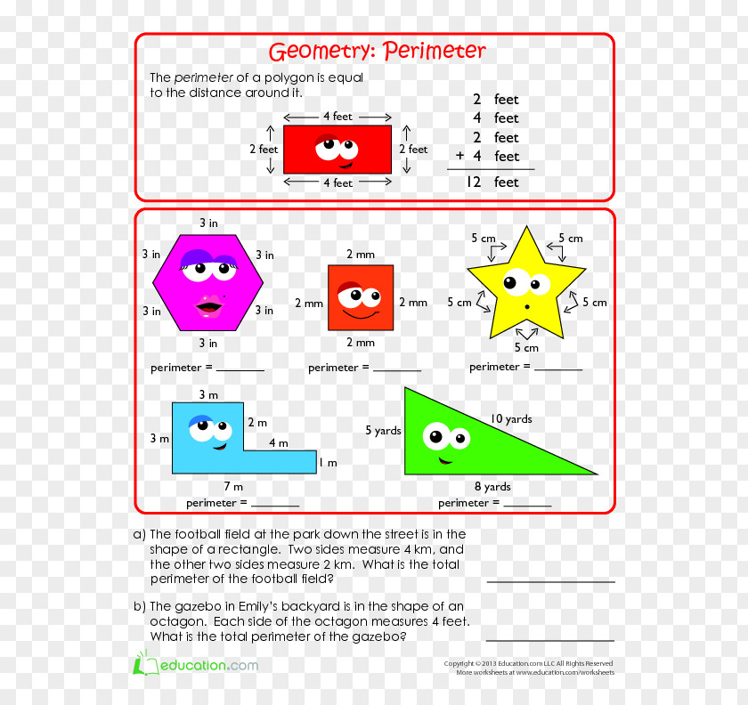 Mathematics Geometry Perimeter Worksheet Area PNG