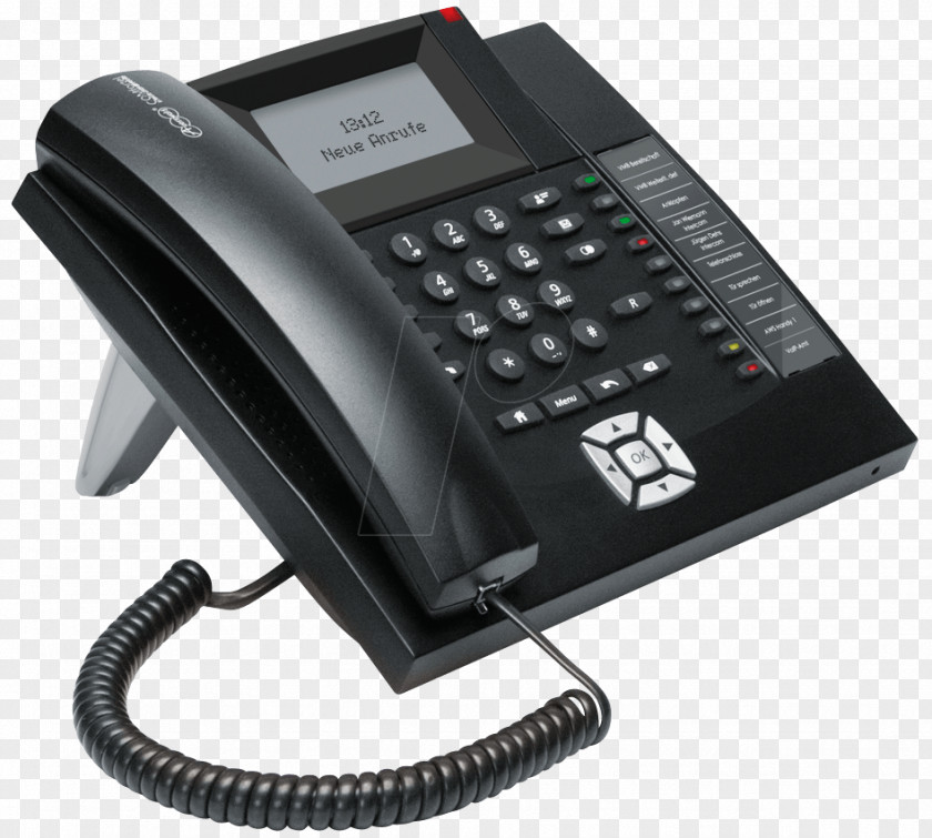 Telefon Auerswald COMfortel 1200 IP Analog Telephone Caller ID Black VoIP Phone Voice Over 1400 PNG