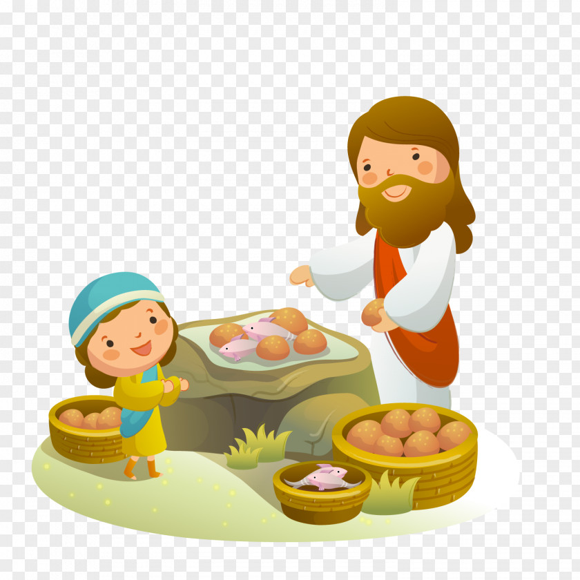Vector Jesus Resurrected With Child Food Clip Art PNG