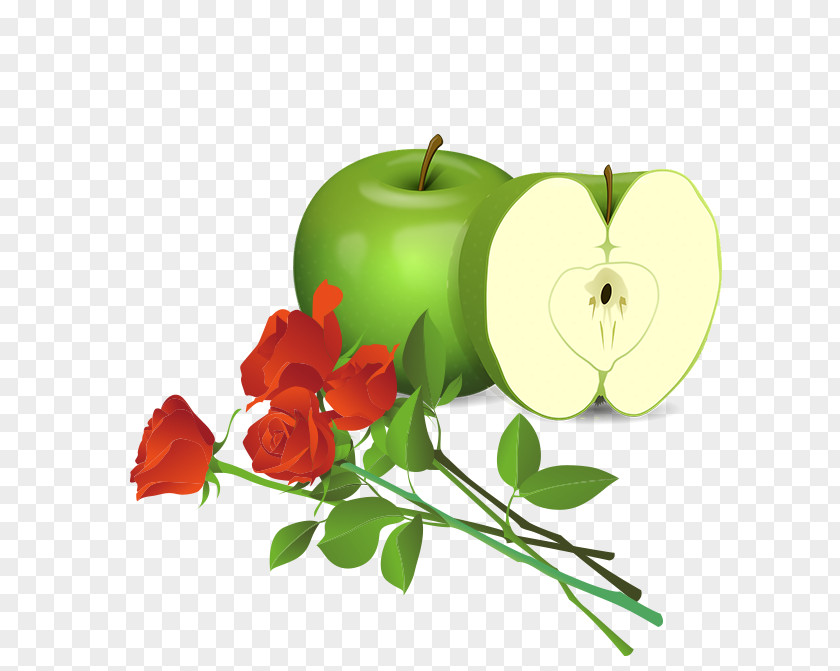 Apple With Flowers Free Content Clip Art PNG