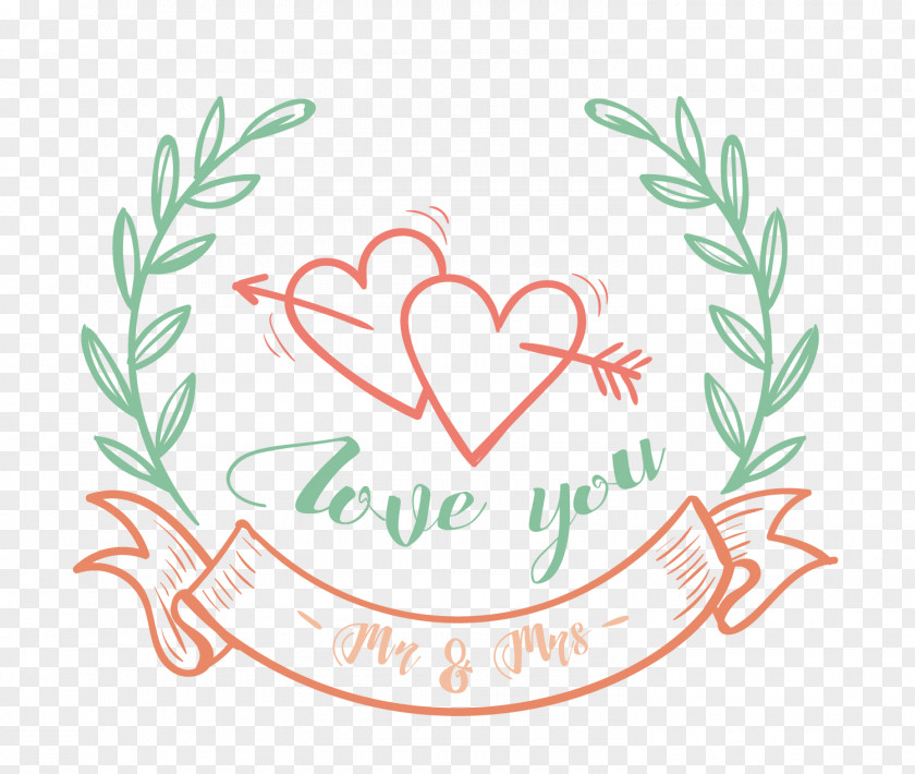 Hand Painted Valentine's Day Decorations Marriage PNG