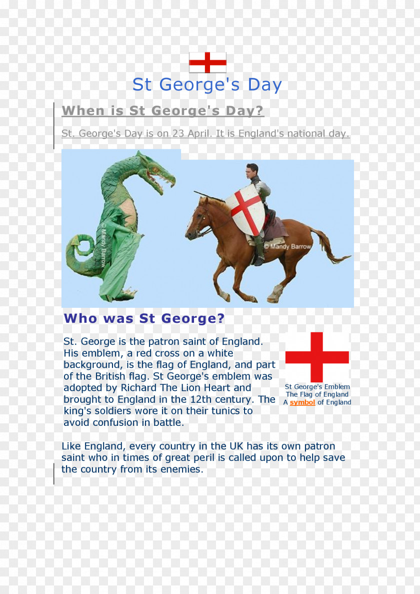 Saint George's Day April 23 Stallion World Book PNG