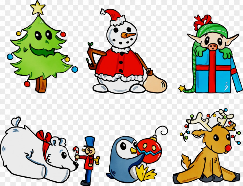 Sticker Fictional Character Christmas Tree Watercolor PNG