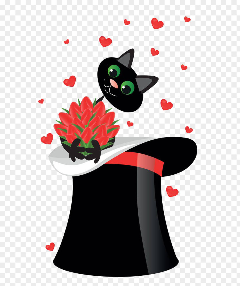Cartoon Hat Flower Cat Photography Royalty-free Illustration PNG