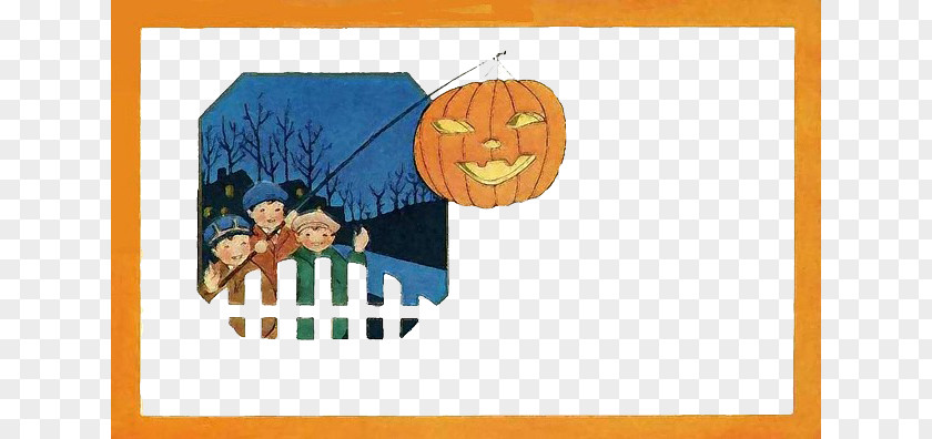 Cute Kids Painted Halloween Jack-o-lantern Child Illustration PNG