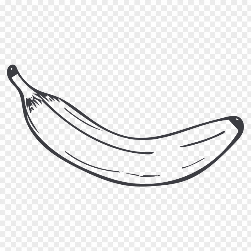 Banana Line Black And White Fruit PNG
