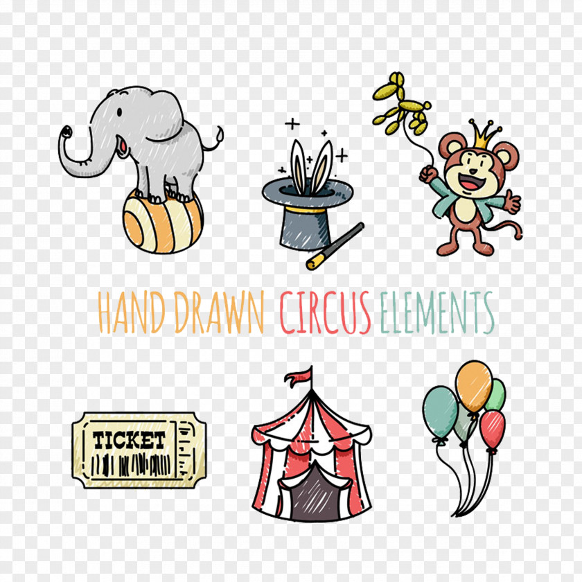 Hand-painted Circus Elements. PNG