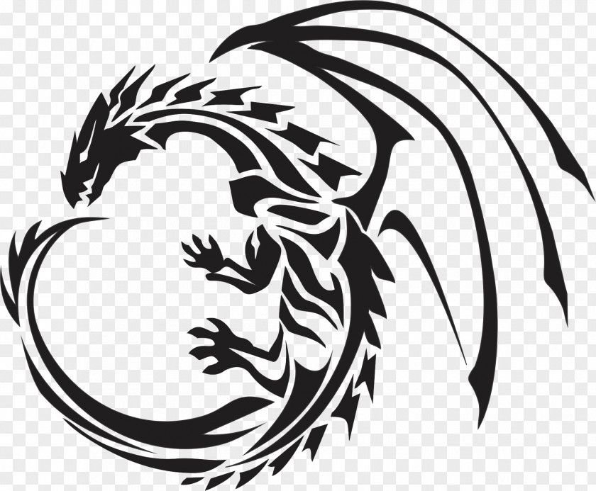 Black Tattoo Dragon Images Clip Art PNG
