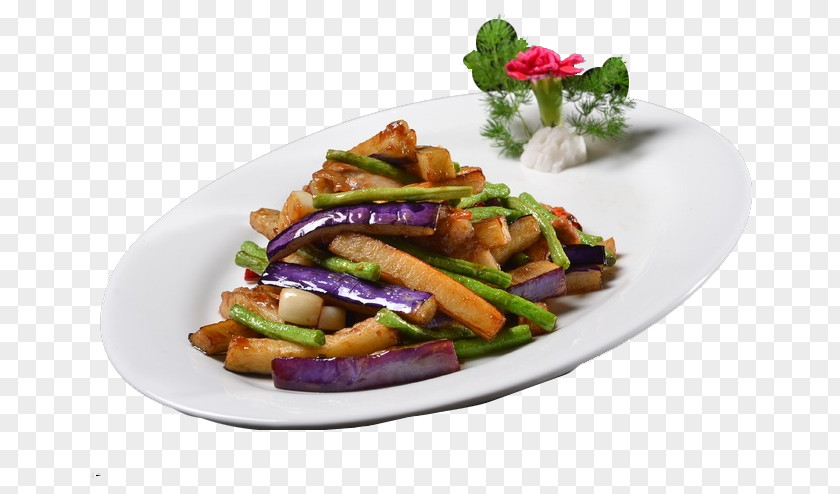 Braised Eggplant Vegetarian Cuisine Yardlong Bean Recipe Braising PNG
