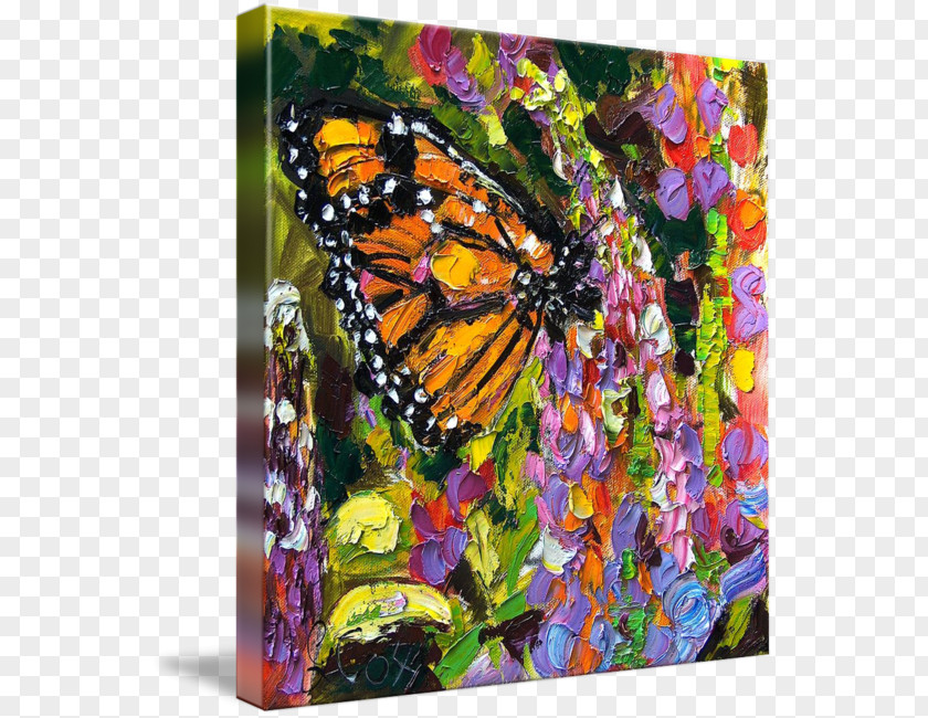 Watercolor Butterfly Monarch Abstract Art Oil Painting PNG