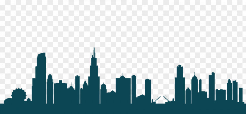 Silhouette Chicago Skyline Vector Graphics PNG