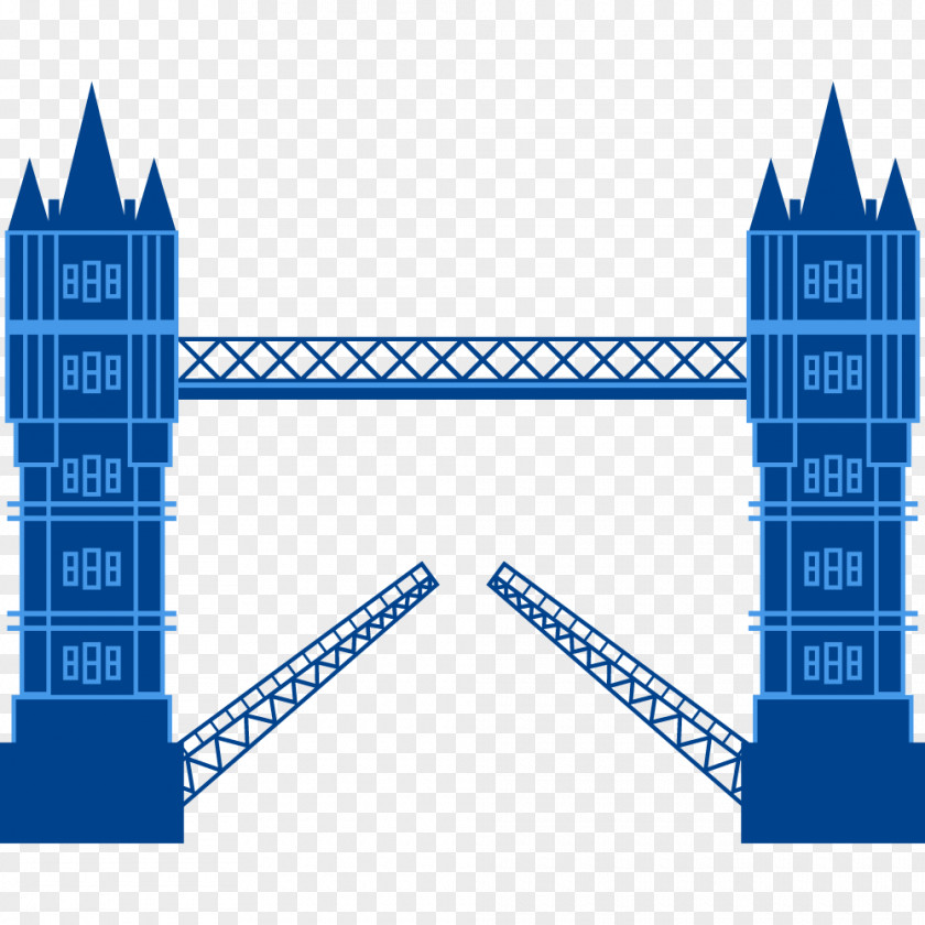 Blue Geometric HighRise Bridge Building Download PNG