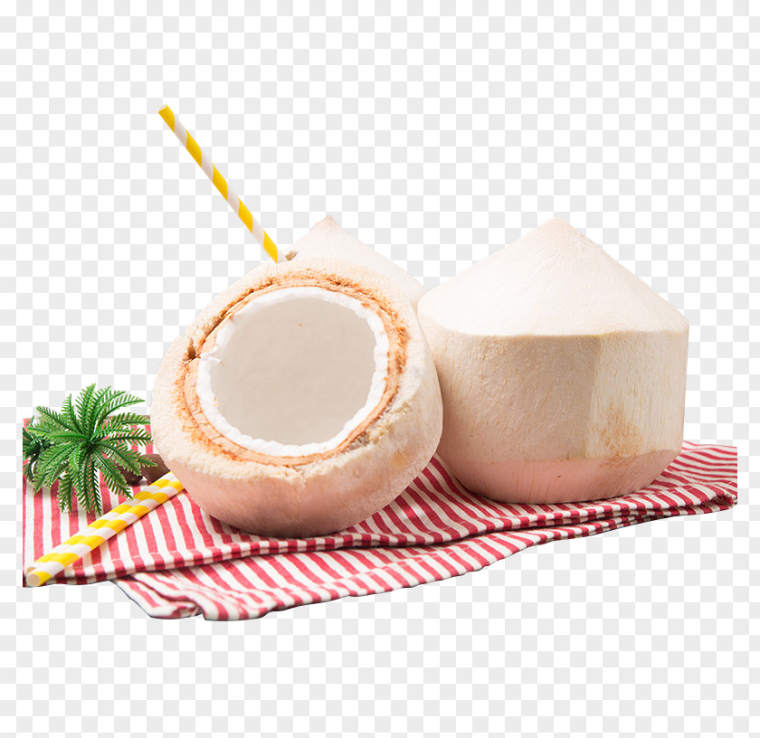 Green Coconut On A Red Striped Cloth Milk Icon PNG