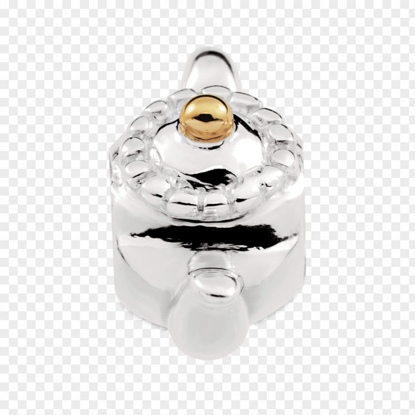 Yellow Teapot Silver Body Jewellery PNG