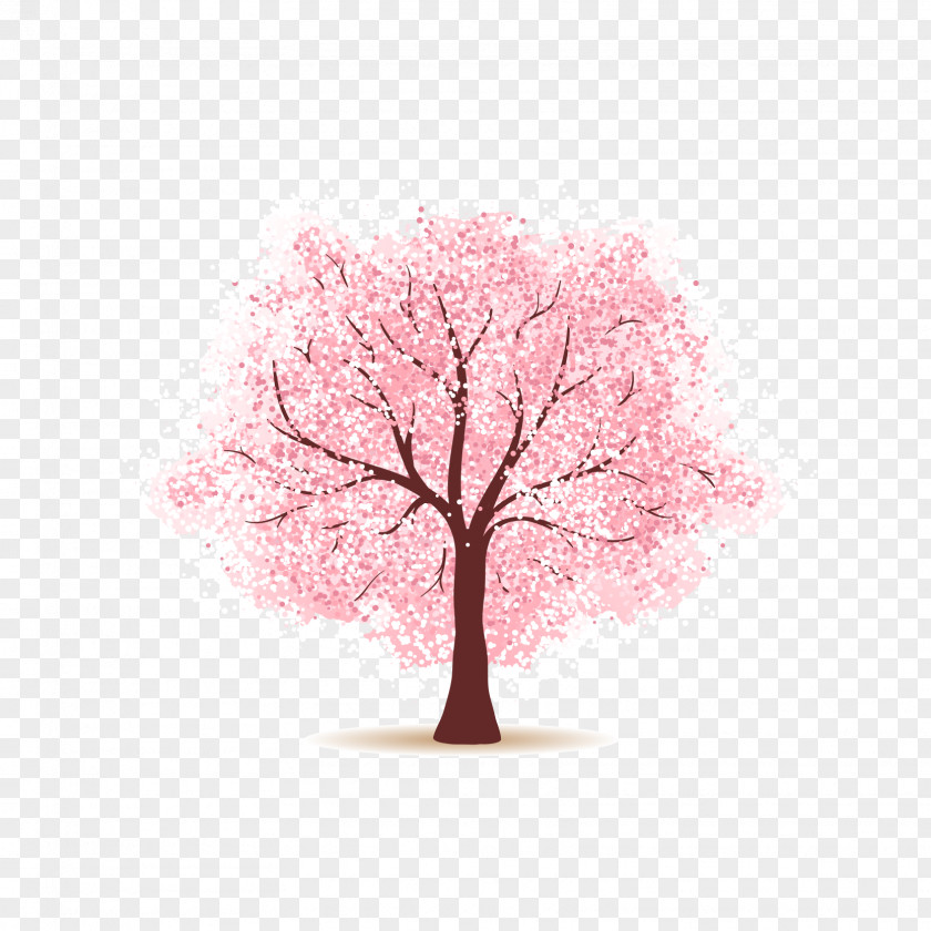 Pink Cherry Tree Blossom Paper PNG