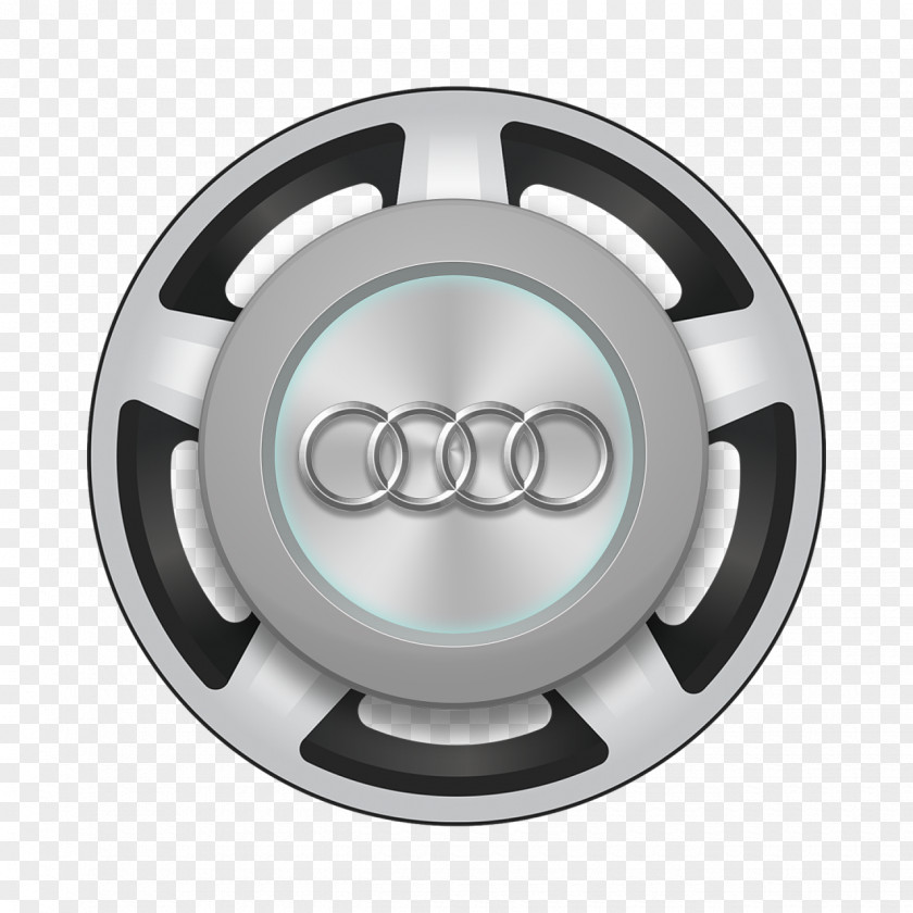 Audi Icon Alloy Wheel Silver Medal Hubcap Spoke PNG