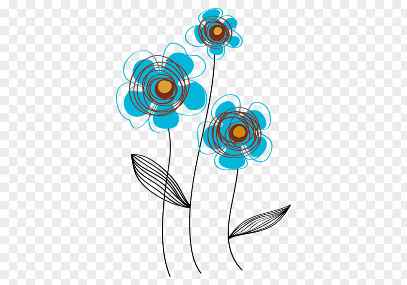 Flower Floral Design Blue Drawing PNG