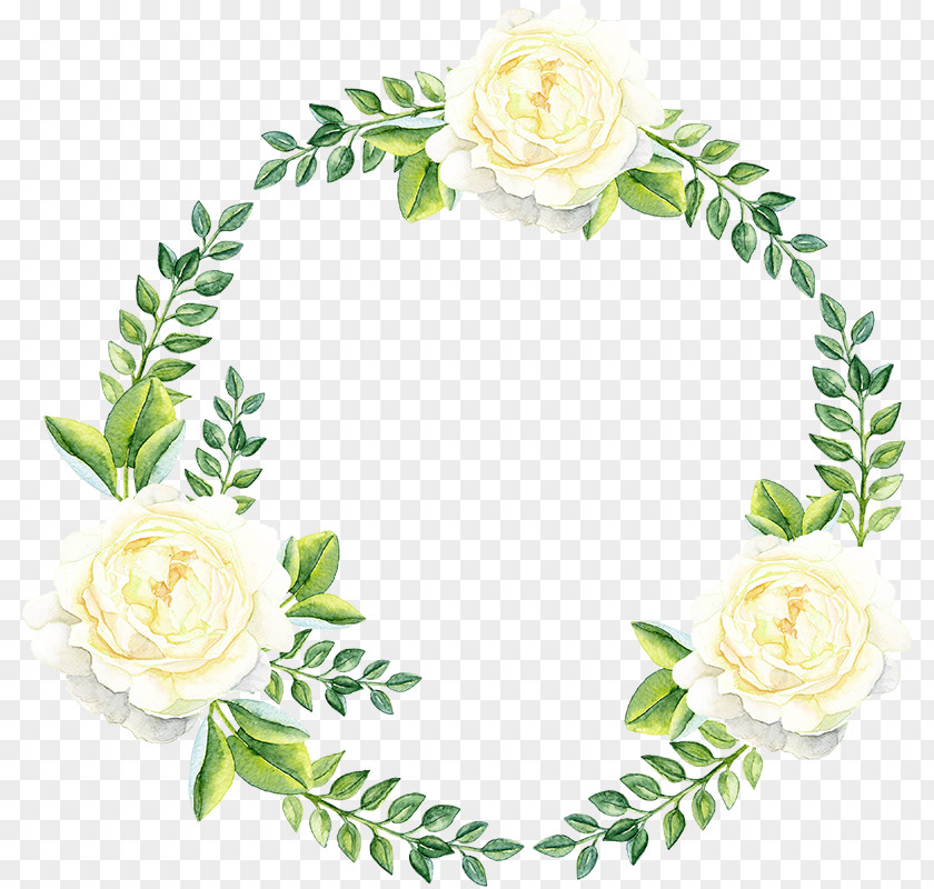 Hand-painted Flower Ring Paper PNG