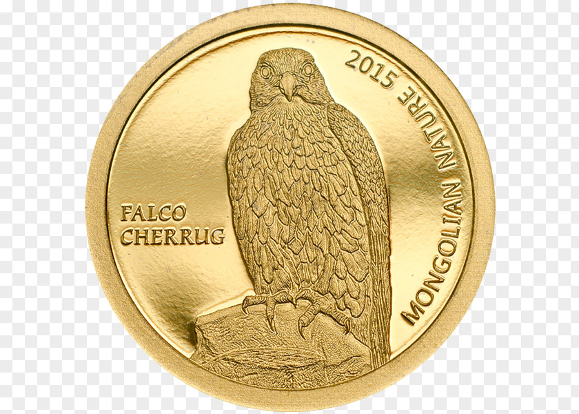 Saker Falcon Mongolian Tögrög Gold Coin PNG