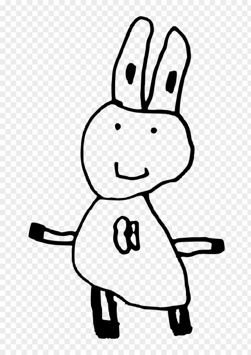 Bunny Line Art Black And White Clip PNG